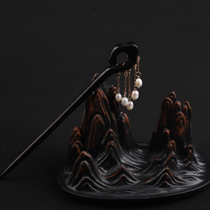 Épingle à cheveux de protection en perles et Buddha Stones en ébène