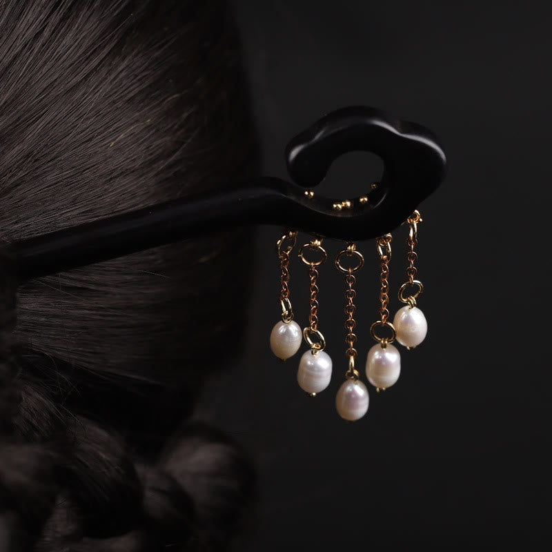 Épingle à cheveux de protection en perles et Buddha Stones en ébène