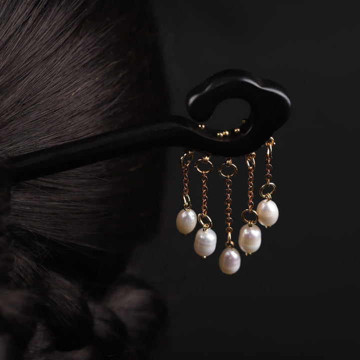 Épingle à cheveux de protection en perles et Buddha Stones en ébène