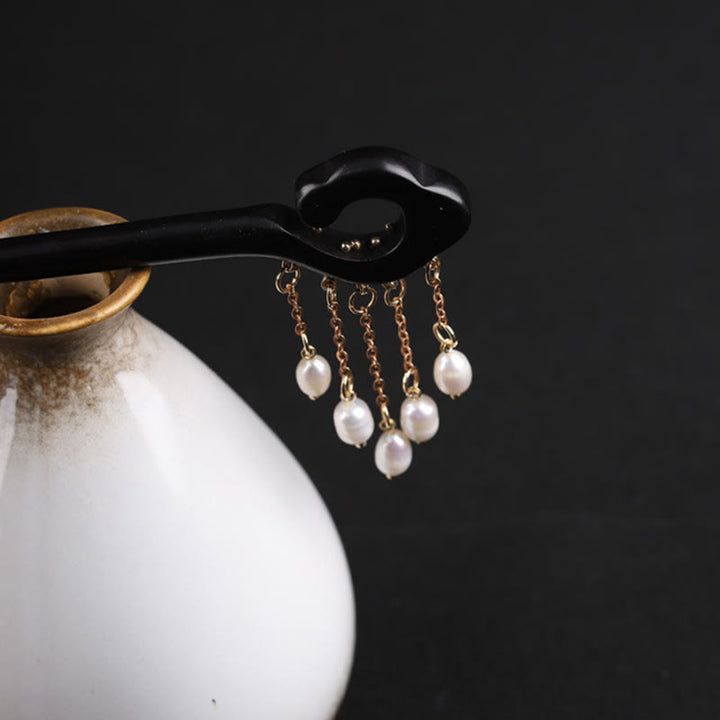 Épingle à cheveux de protection en perles et Buddha Stones en ébène