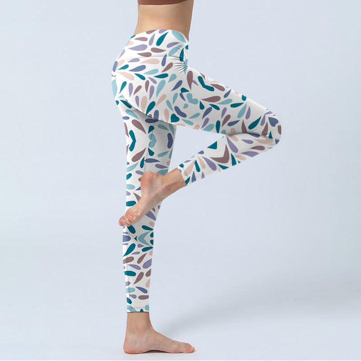 Leggings de sport blancs multicolores à imprimé Buddha Stones pour femmes, pantalon de yoga - image 4