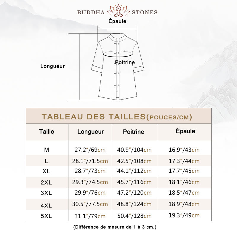 Veste de costume chinois Tang à boutons de grenouille avec Buddha Stones et demi-manches en lin pour homme