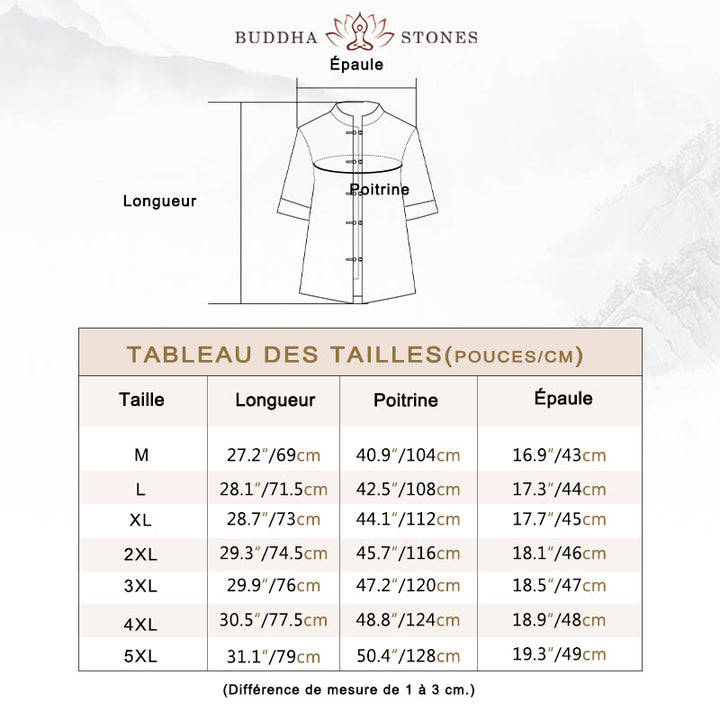 Veste de costume chinois Tang à boutons de grenouille avec Buddha Stones et demi-manches en lin pour homme
