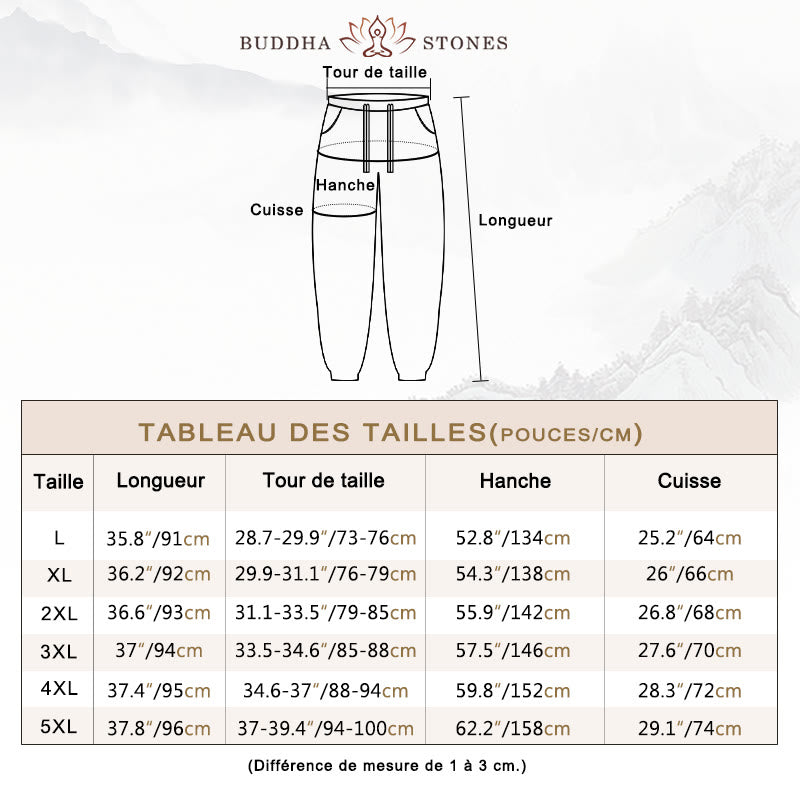 Pantalon en lin uni rouge avec cordon de serrage et poches pour homme avec Buddha Stones - image 3