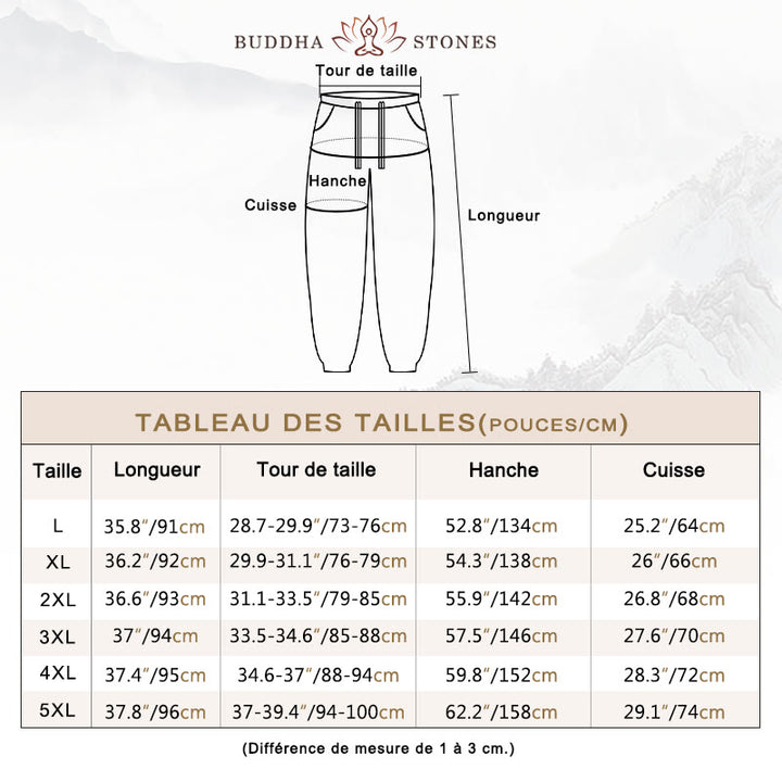 Pantalon en lin uni rouge avec cordon de serrage et poches pour homme avec Buddha Stones - image 3