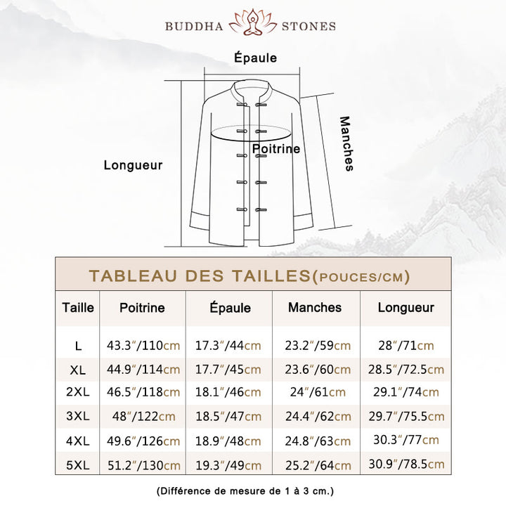 Buddha Stones Vêtements du Nouvel An chinois Fleurs Bambou Couleur unie Manchette Bouton de grenouille Costume Tang Coton Veste Homme Chemise Avec Poches - image 3