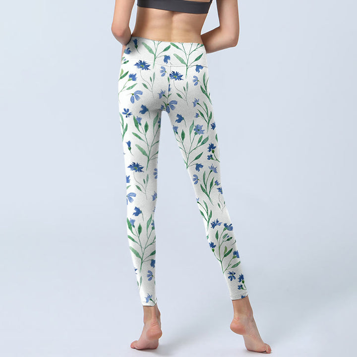 Leggings de sport à imprimé Buddha Stones , fleurs blanches et feuilles, pantalons de yoga pour femmes - image 6