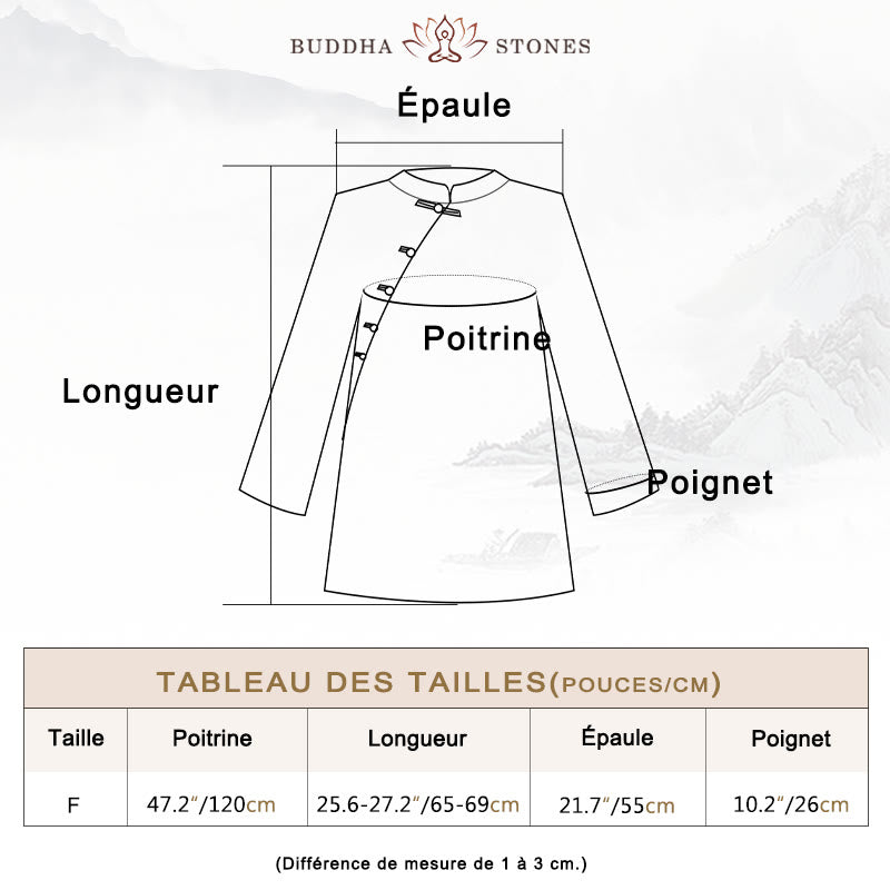 Chemisier en lin ramie avec Buddha Stones pour femme, haut de chemise, vêtements de style Hanfu chinois - image 3