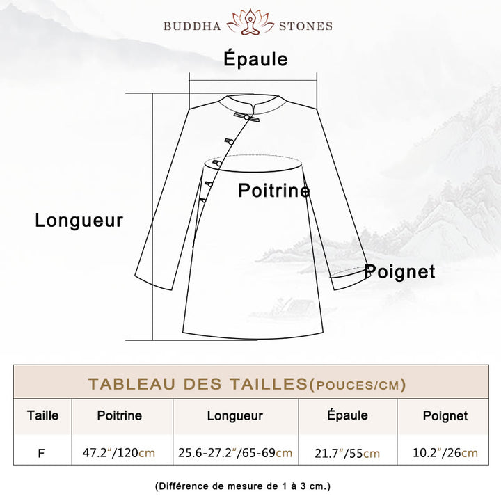 Chemisier en lin ramie avec Buddha Stones pour femme, haut de chemise, vêtements de style Hanfu chinois - image 3