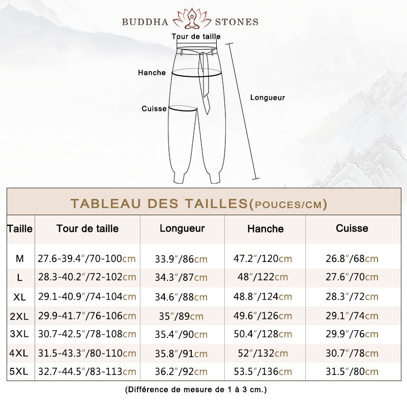 Pantalon sarouel à lacets en coton pour homme avec poches et motif vagues de l'océan et Buddha Stones - image 3