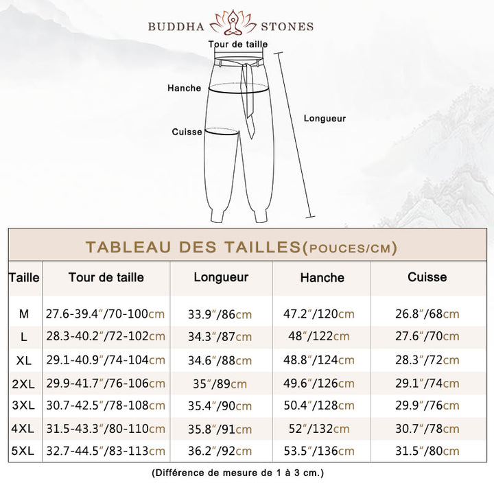 Pantalon sarouel à lacets en coton pour homme avec poches et motif vagues de l'océan et Buddha Stones - image 3