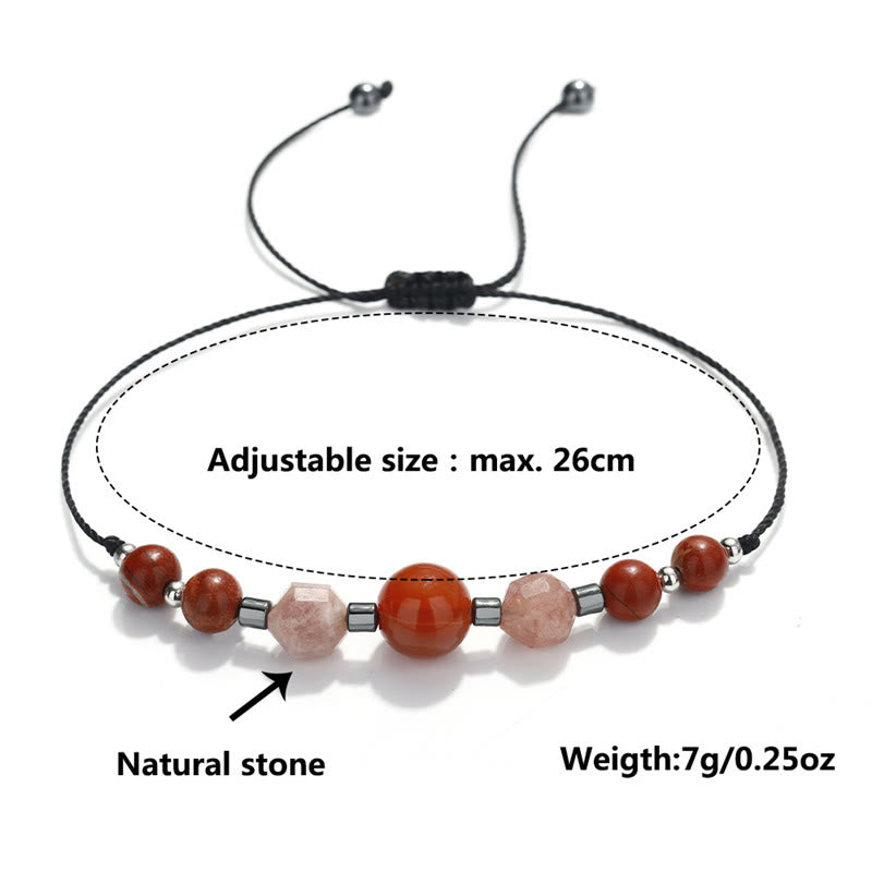 Buddha Stones Croyez que vous pouvez Bracelet positif en cornaline, jaspe rouge, hématite et pierre de soleil