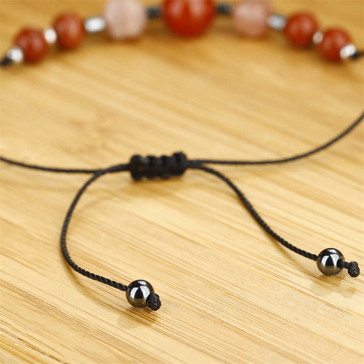 Buddha Stones Croyez que vous pouvez Bracelet positif en cornaline, jaspe rouge, hématite et pierre de soleil