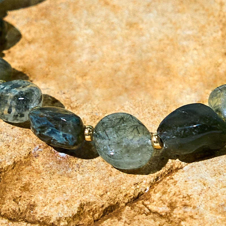 Bracelet de protection tressé en quartz rutile vert Buddha Stones