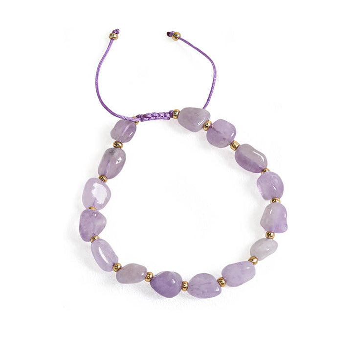 Bracelet d'équilibre en améthyste de forme irrégulière avec Buddha Stones