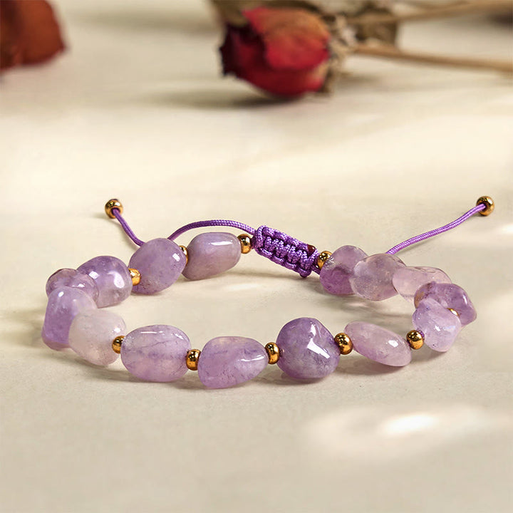 Bracelet d'équilibre en améthyste de forme irrégulière avec Buddha Stones