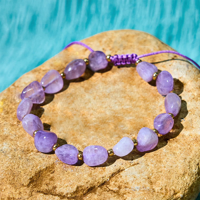 Bracelet d'équilibre en améthyste de forme irrégulière avec Buddha Stones