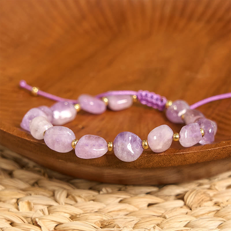 Bracelet d'équilibre en améthyste de forme irrégulière avec Buddha Stones