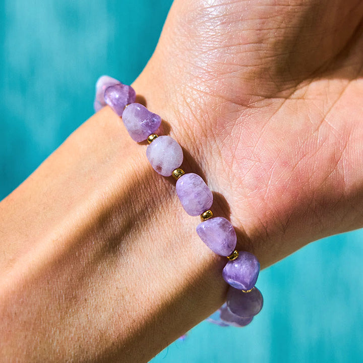 Bracelet d'équilibre en améthyste de forme irrégulière avec Buddha Stones