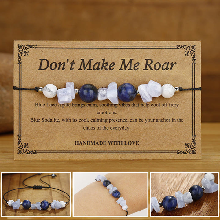 Buddha Stones Ne me faites pas rugir Agate violette Agate dentelle bleue Bracelet de protection en sodalite bleue