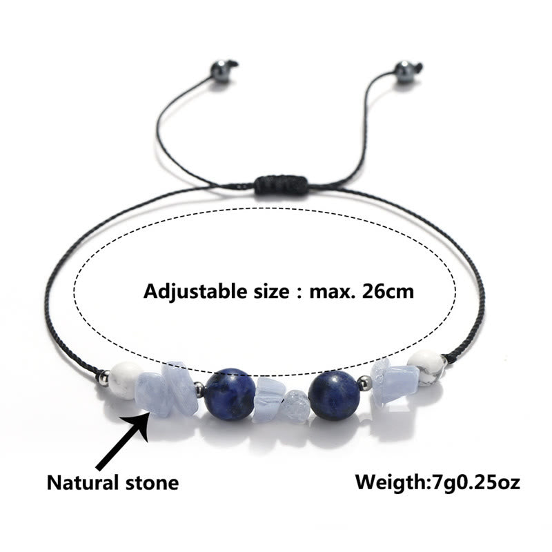 Buddha Stones Ne me faites pas rugir Agate violette Agate dentelle bleue Bracelet de protection en sodalite bleue