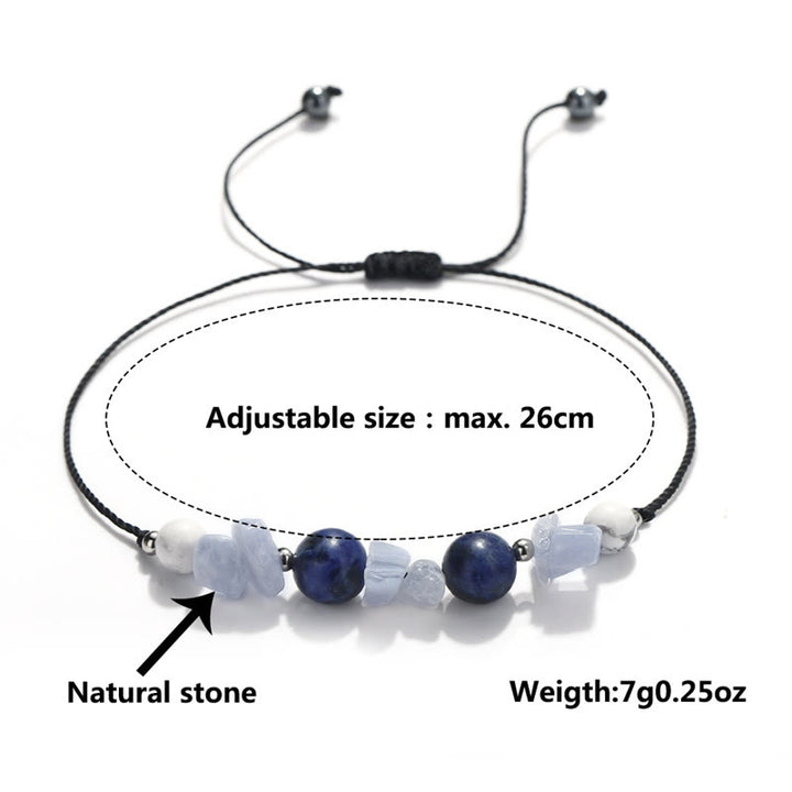Buddha Stones Ne me faites pas rugir Agate violette Agate dentelle bleue Bracelet de protection en sodalite bleue