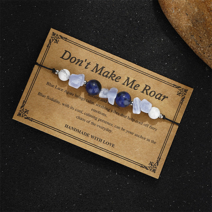 Buddha Stones Ne me faites pas rugir Agate violette Agate dentelle bleue Bracelet de protection en sodalite bleue
