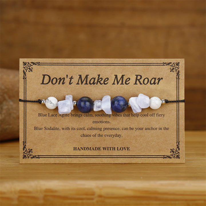 Buddha Stones Ne me faites pas rugir Agate violette Agate dentelle bleue Bracelet de protection en sodalite bleue