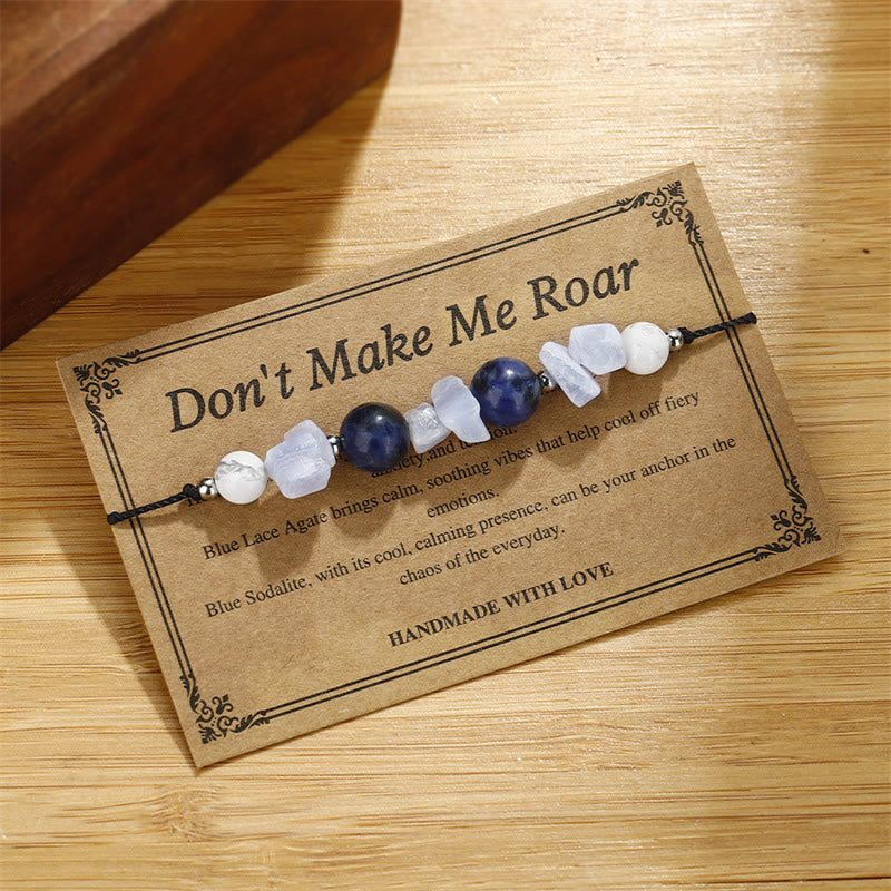Buddha Stones Ne me faites pas rugir Agate violette Agate dentelle bleue Bracelet de protection en sodalite bleue