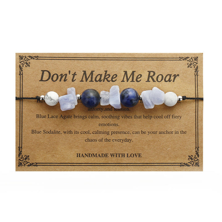 Buddha Stones Ne me faites pas rugir Agate violette Agate dentelle bleue Bracelet de protection en sodalite bleue