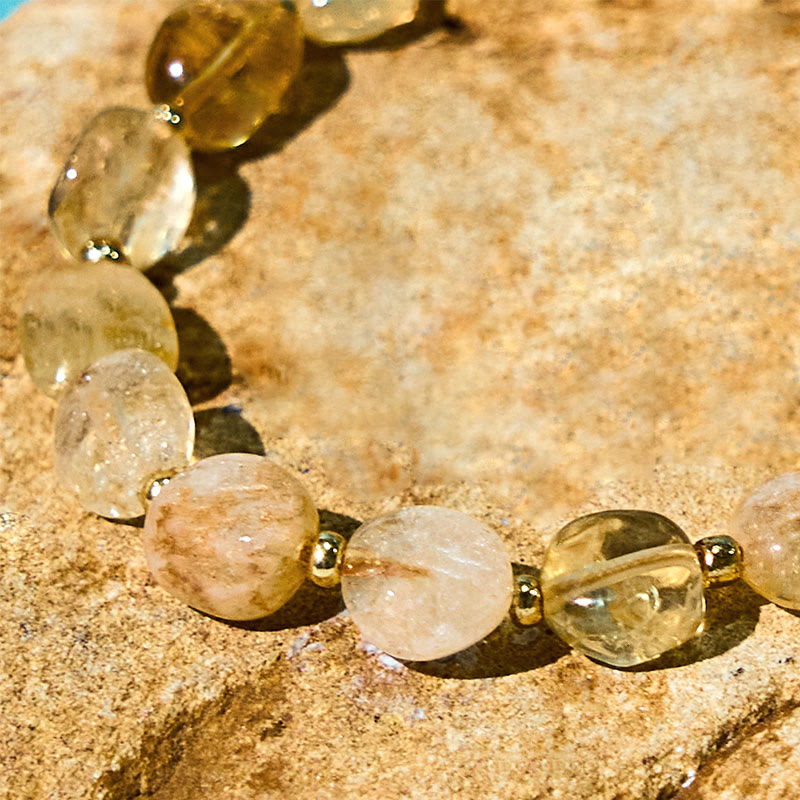 Bracelet porte-bonheur tressé en citrine de forme irrégulière Buddha Stones