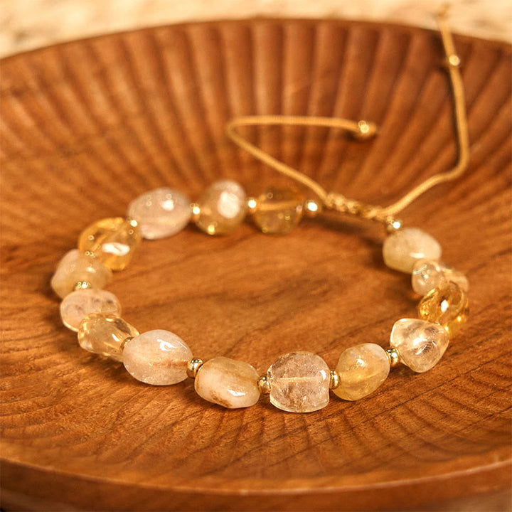 Bracelet porte-bonheur tressé en citrine de forme irrégulière Buddha Stones