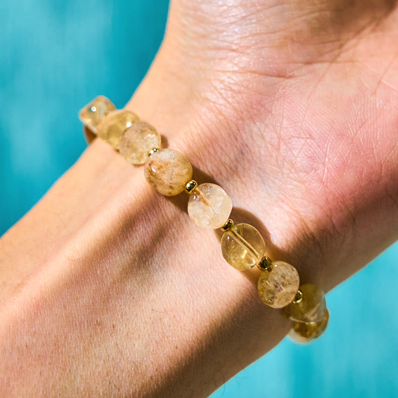 Bracelet porte-bonheur tressé en citrine de forme irrégulière Buddha Stones