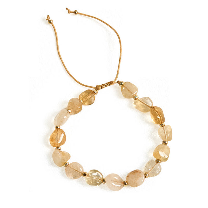 Bracelet porte-bonheur tressé en citrine de forme irrégulière Buddha Stones