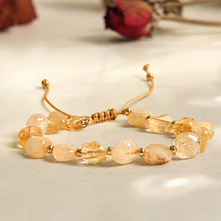 Bracelet porte-bonheur tressé en citrine de forme irrégulière Buddha Stones