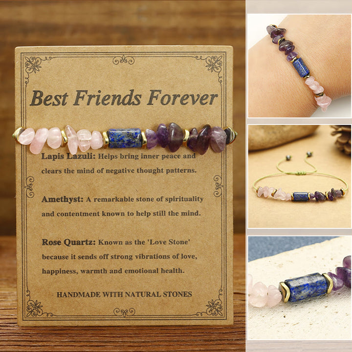 Bracelet spirituel Buddha Stones Best Friends Forever Améthyste Quartz Rose Lazurite