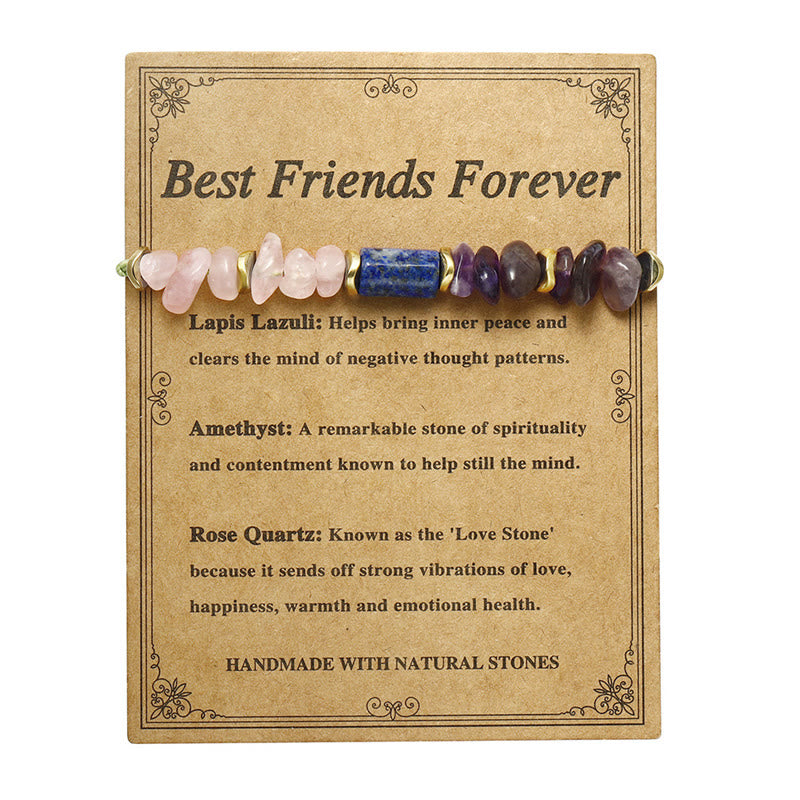 Bracelet spirituel Buddha Stones Best Friends Forever Améthyste Quartz Rose Lazurite