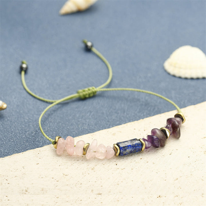 Bracelet spirituel Buddha Stones Best Friends Forever Améthyste Quartz Rose Lazurite