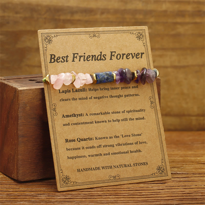 Bracelet spirituel Buddha Stones Best Friends Forever Améthyste Quartz Rose Lazurite