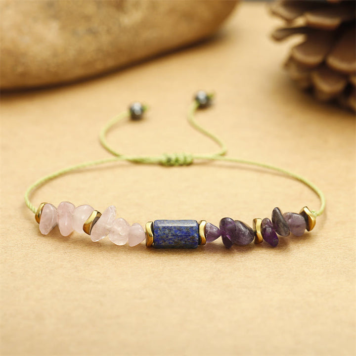 Bracelet spirituel Buddha Stones Best Friends Forever en améthyste, quartz rose, lazurite et lapis-lazuli - image 4