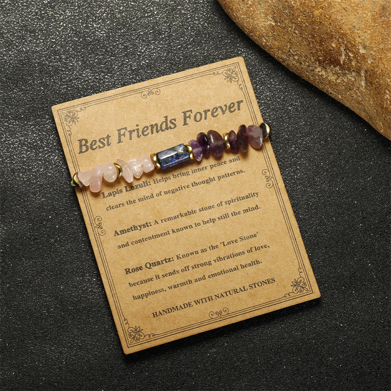 Bracelet spirituel Buddha Stones Best Friends Forever Améthyste Quartz Rose Lazurite