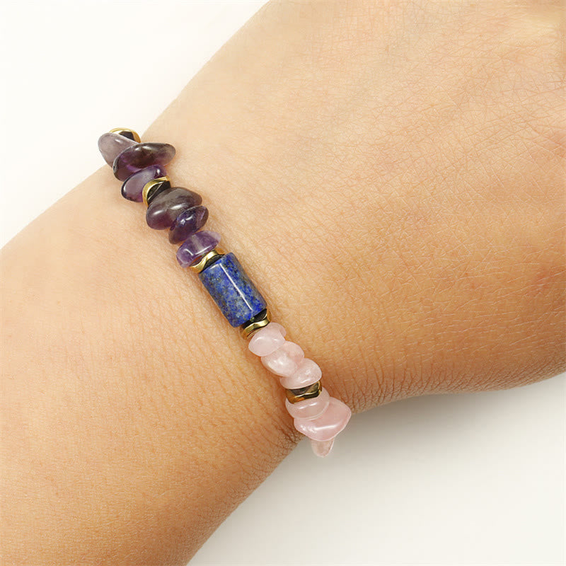 Bracelet spirituel Buddha Stones Best Friends Forever Améthyste Quartz Rose Lazurite