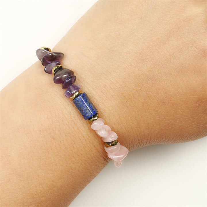 Bracelet spirituel Buddha Stones Best Friends Forever Améthyste Quartz Rose Lazurite