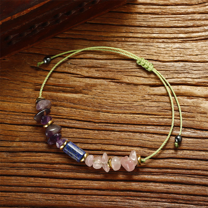 Bracelet spirituel Buddha Stones Best Friends Forever Améthyste Quartz Rose Lazurite