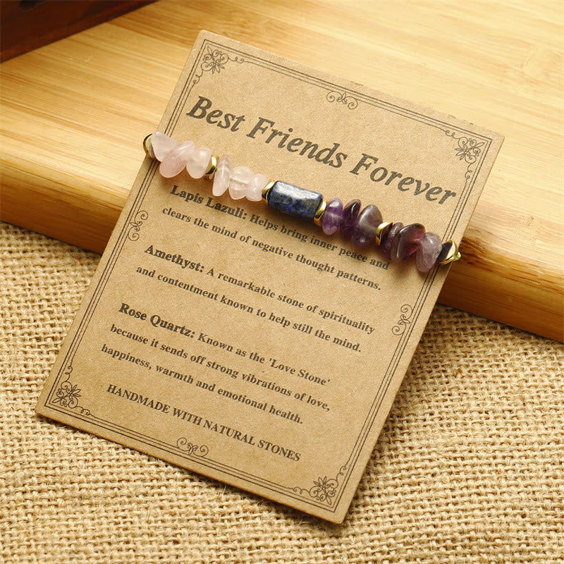 Bracelet spirituel Buddha Stones Best Friends Forever en améthyste, quartz rose, lazurite et lapis-lazuli - image 3