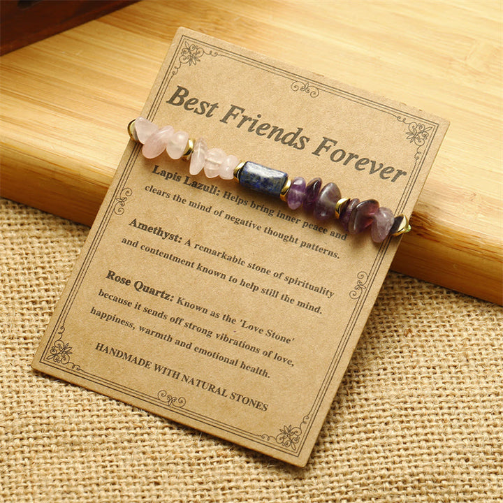 Bracelet spirituel Buddha Stones Best Friends Forever en améthyste, quartz rose, lazurite et lapis-lazuli - image 3