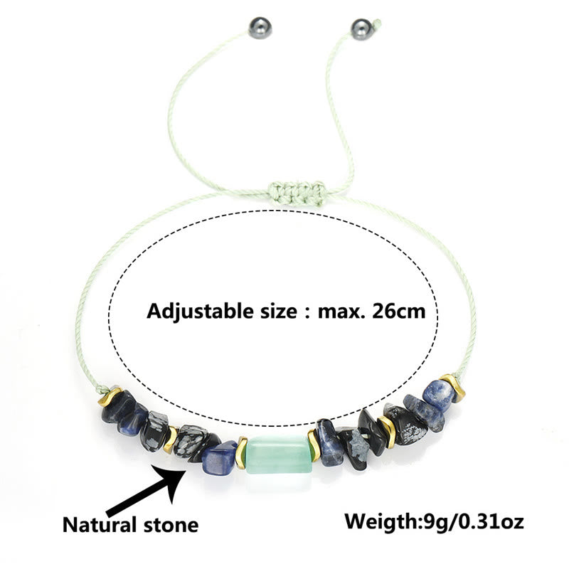 Bracelet énergétique Buddha Stones New Job en aventurine verte, sodalite, flocon de neige et obsidienne