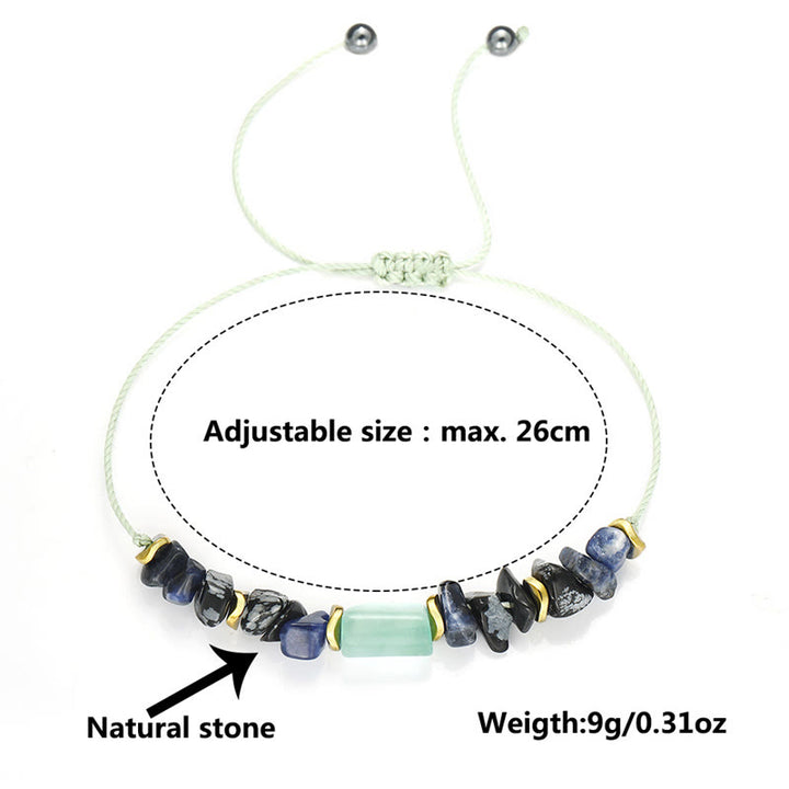 Bracelet énergétique Buddha Stones New Job en aventurine verte, sodalite, flocon de neige et obsidienne