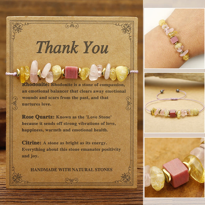 Bracelet Passionné en Quartz Rose, Citrine et Rhodonite de Buddha Stones Thank You