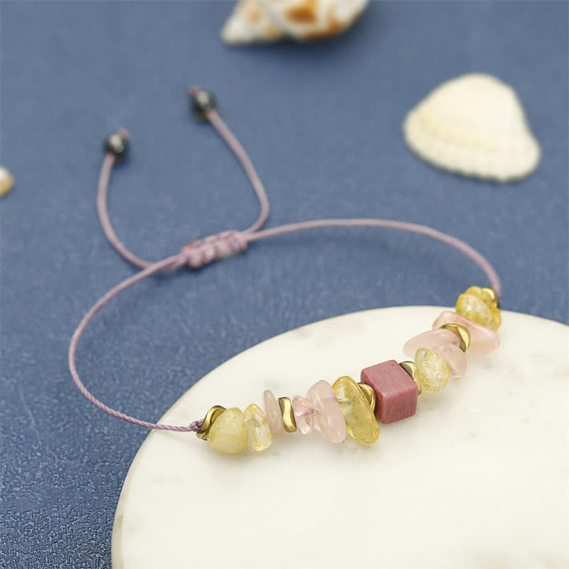 Bracelet Passionné en Quartz Rose, Citrine et Rhodonite de Buddha Stones Thank You